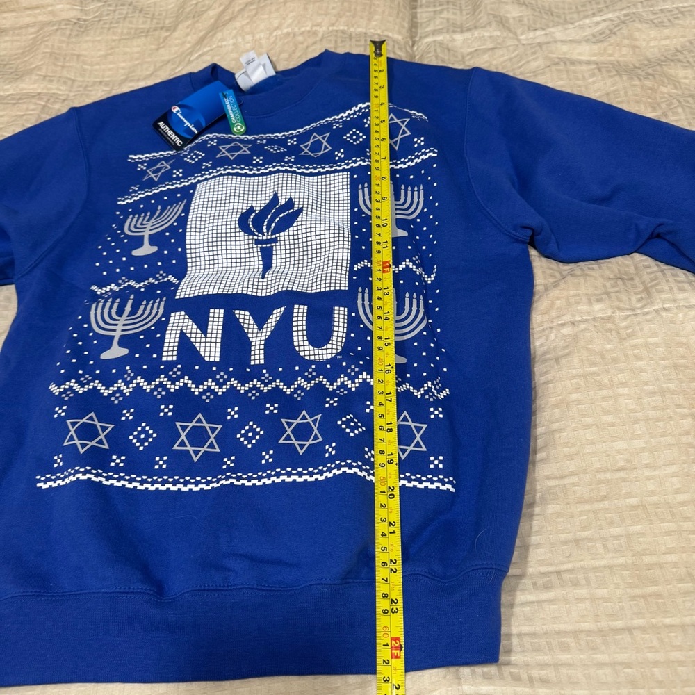 Champion Blue Crewneck Sweater NYU New York University Jewish Men’s Size Small - Picture 7 of 10